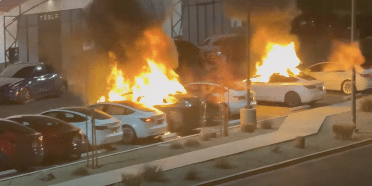 Multiple Teslas torched with Molotov cocktails and shot up in Vegas